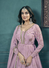 Pink colour gown in faux georgette looking licensed